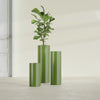Corry Medium Tall Cylinder Fiberglass Planter - 10 in x 10 in x 20 in - Satin Green - Satin Green,10 in x 10 in x 20 in