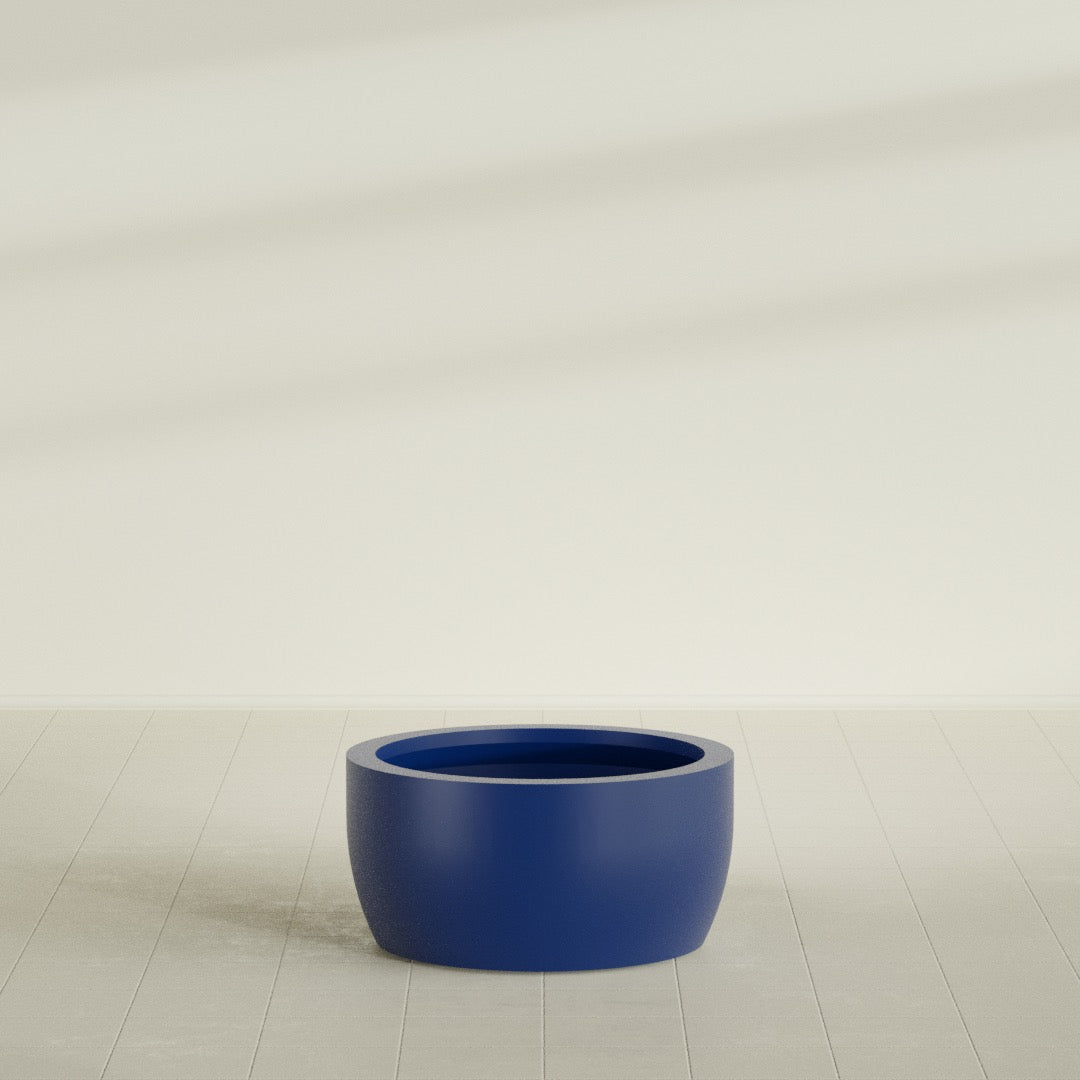 Casablanca Large Round Low Bowl Fiberglass Planter - 30 in x 30 in x 15 in - Matte Cobalt Blue - Matte Cobalt Blue,30 in x 30 in x 15 in