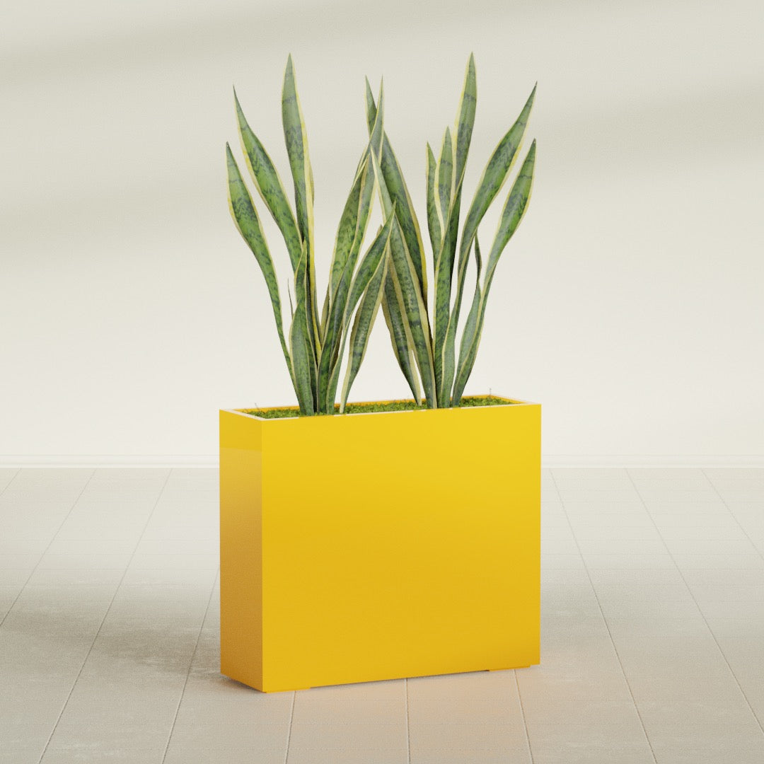 Perth Extra Large Long Rectangle Fiberglass Planter - 48 in x 16 in x 42 in - Gloss Saffron - Gloss Saffron,48 in x 16 in x 42 in