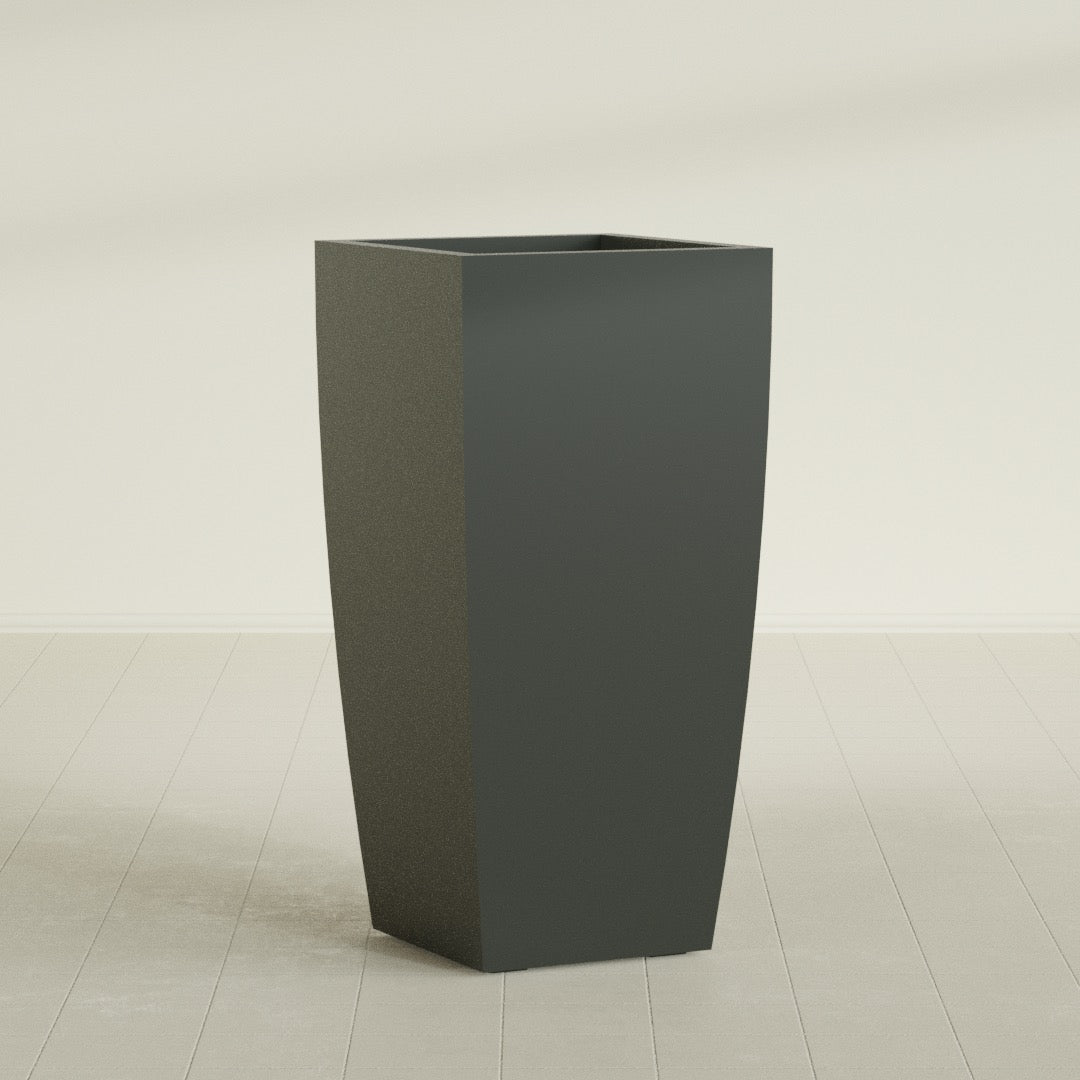 Toulan Extra Large Tall Tapered Square Fiberglass Planter - 23 in x 23 in x 48 in - Matte Charcoal - Matte Charcoal,23 in x 23 in x 48 in
