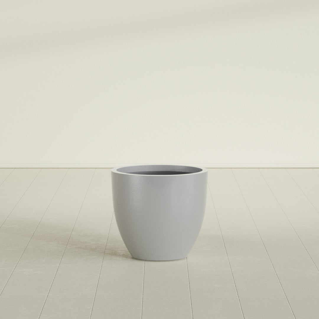 Wannsee Medium Round Fiberglass Planter - 27 in x 27 in x 24 in - Metallic Silver - Metallic Silver,27 in x 27 in x 24 in