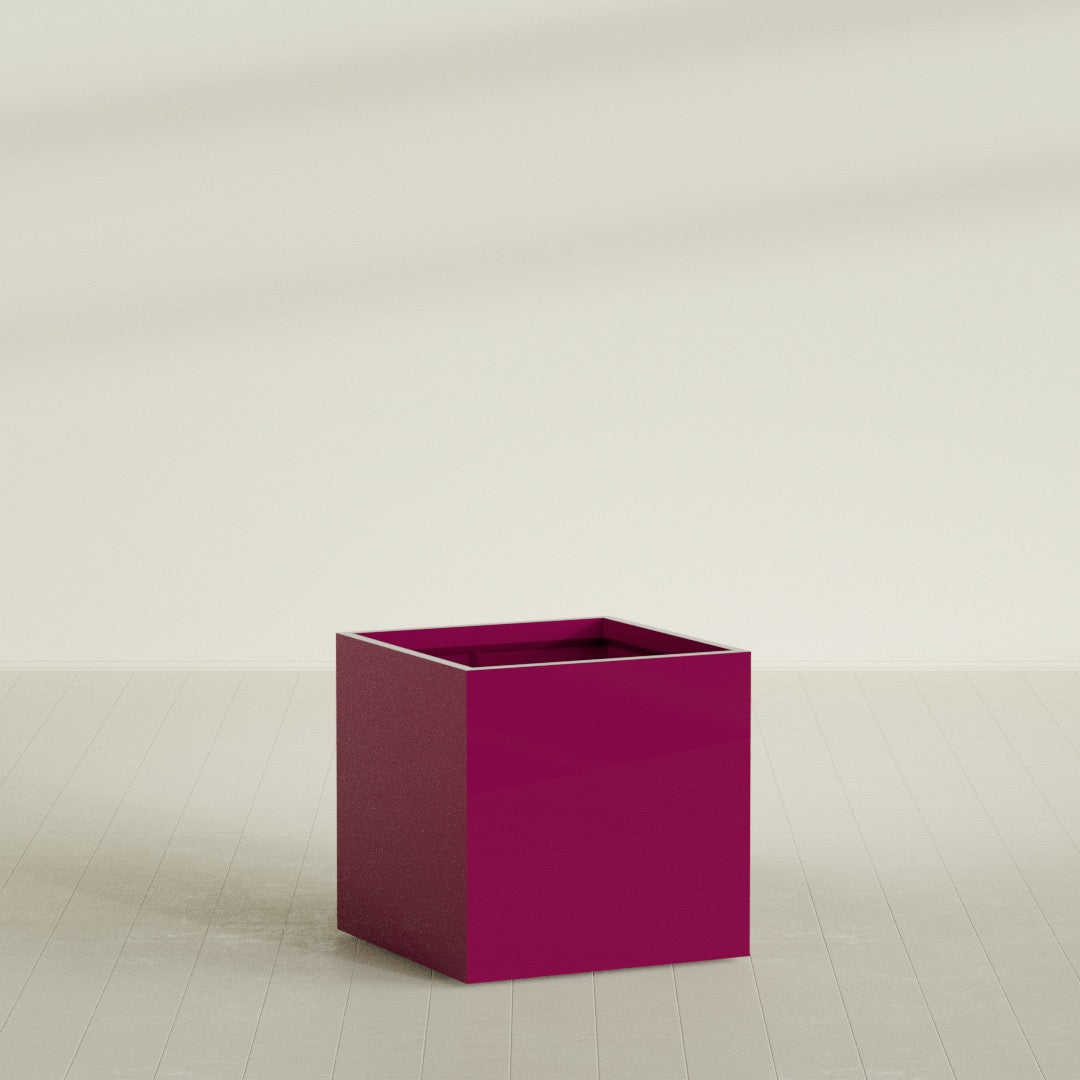 Montroy Large Cube Square Fiberglass Planter - 36 in x 36 in x 36 in - Gloss Eggplant - Gloss Eggplant,36 in x 36 in x 36 in