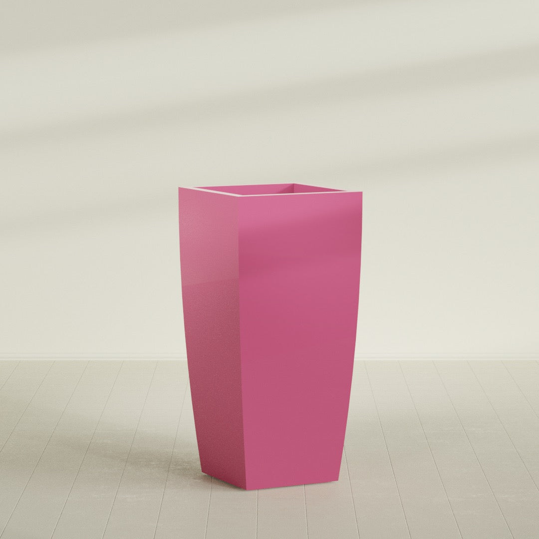 Toulan Extra Large Tall Tapered Square Fiberglass Planter - 28 in x 28 in x 60 in - Gloss Pink Violet - Gloss Pink Violet,28 in x 28 in x 60 in