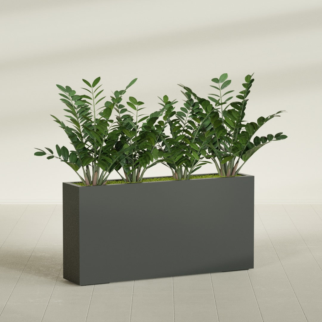 Milano Extra Large Narrow Rectangle Fiberglass Planter - 48 in x 10 in x 24 in - Matte Charcoal - Matte Charcoal,48 in x 10 in x 24 in