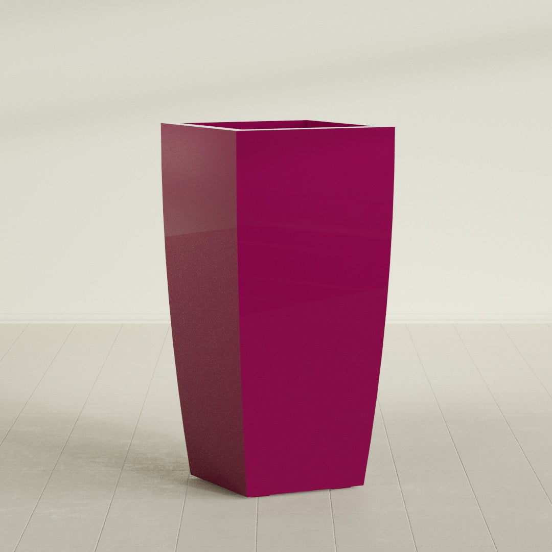 Toulan Extra Large Tall Tapered Square Fiberglass Planter - 23 in x 23 in x 48 in - Gloss Eggplant - Gloss Eggplant,23 in x 23 in x 48 in