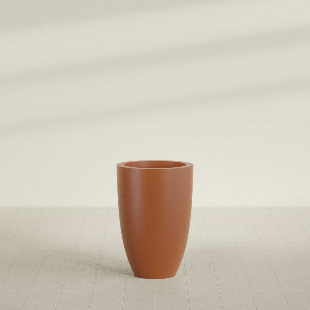 Brannan Large Round Fiberglass Planter - 24 in x 24 in x 35 in - Matte Terracotta - Matte Terracotta,24 in x 24 in x 35 in