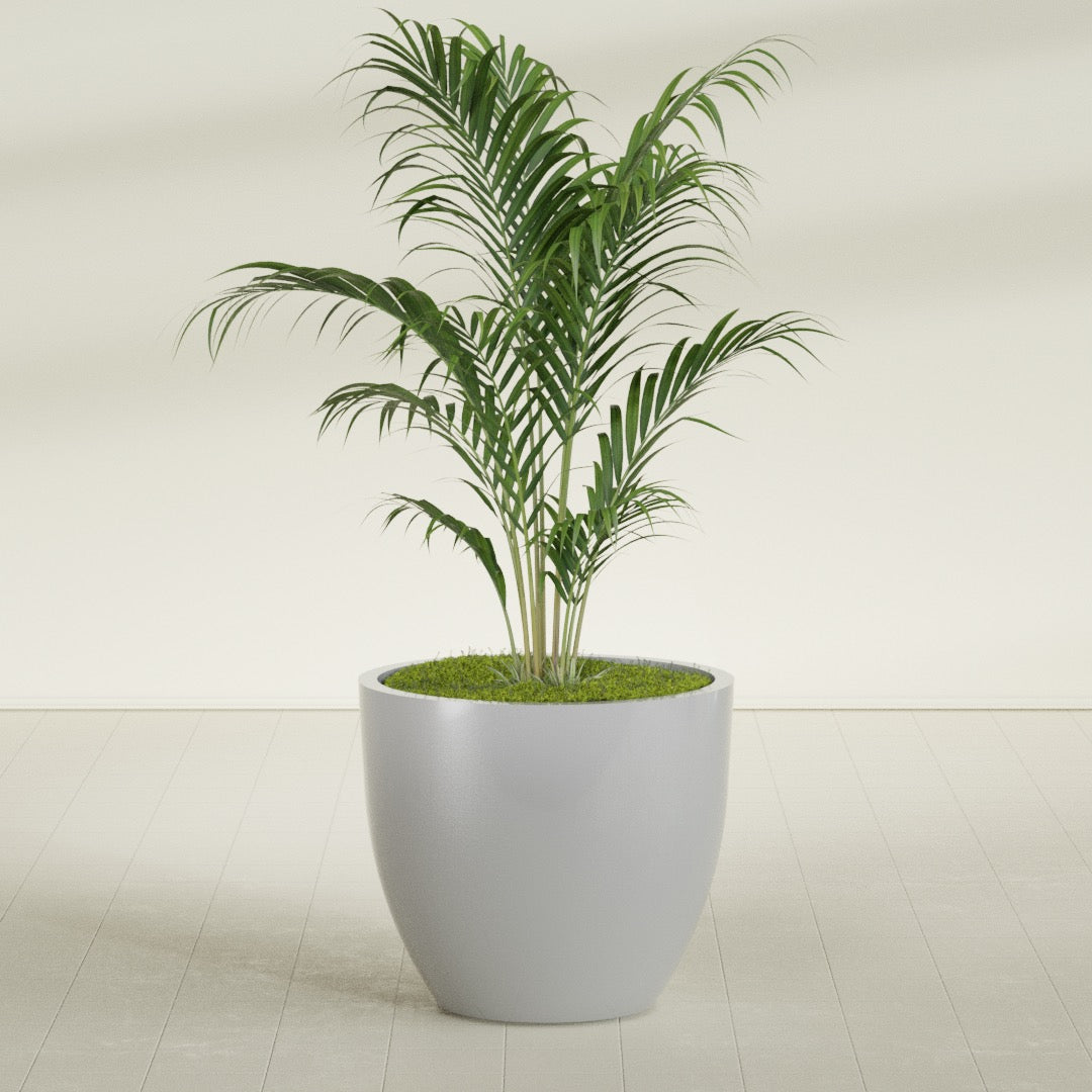 Wannsee Large Round Fiberglass Planter - 39 in x 39 in x 34 in - Metallic Silver - Metallic Silver,39 in x 39 in x 34 in