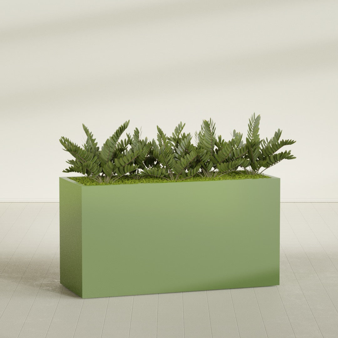 Brisbane Extra Large Long Rectangle Fiberglass Planter - 60 in x 24 in x 32 in - Satin Green - Satin Green,60 in x 24 in x 32 in