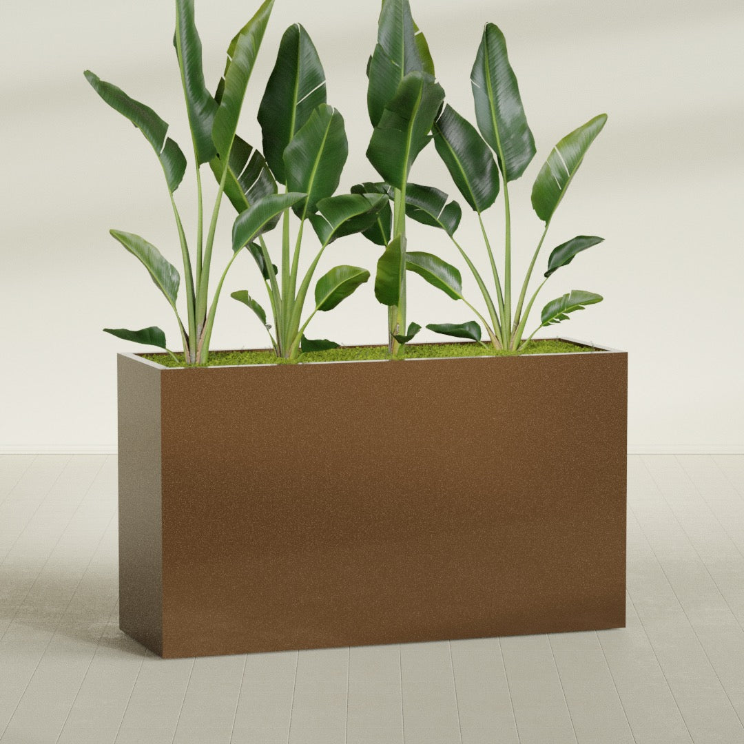 Darwin Extra Large Long Rectangle Fiberglass Planter - 72 in x 24 in x 42 in - Metallic Bronze - Metallic Bronze,72 in x 24 in x 42 in