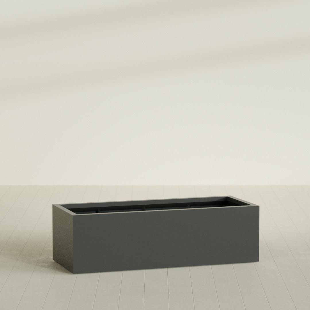 Torino Extra Large Wide Rectangle Fiberglass Planter - 60 in x 24 in x 18 in - Matte Charcoal - Matte Charcoal,60 in x 24 in x 18 in