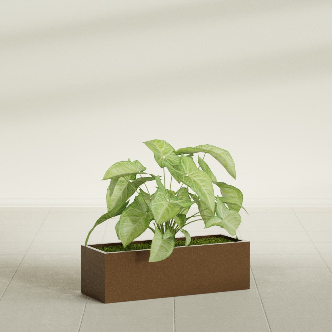 Reade Small Tabletop Rectangle Fiberglass Planter - 14 in x 5 in x 4.3 in - Metallic Bronze - Metallic Bronze,14 in x 5 in x 4.3 in