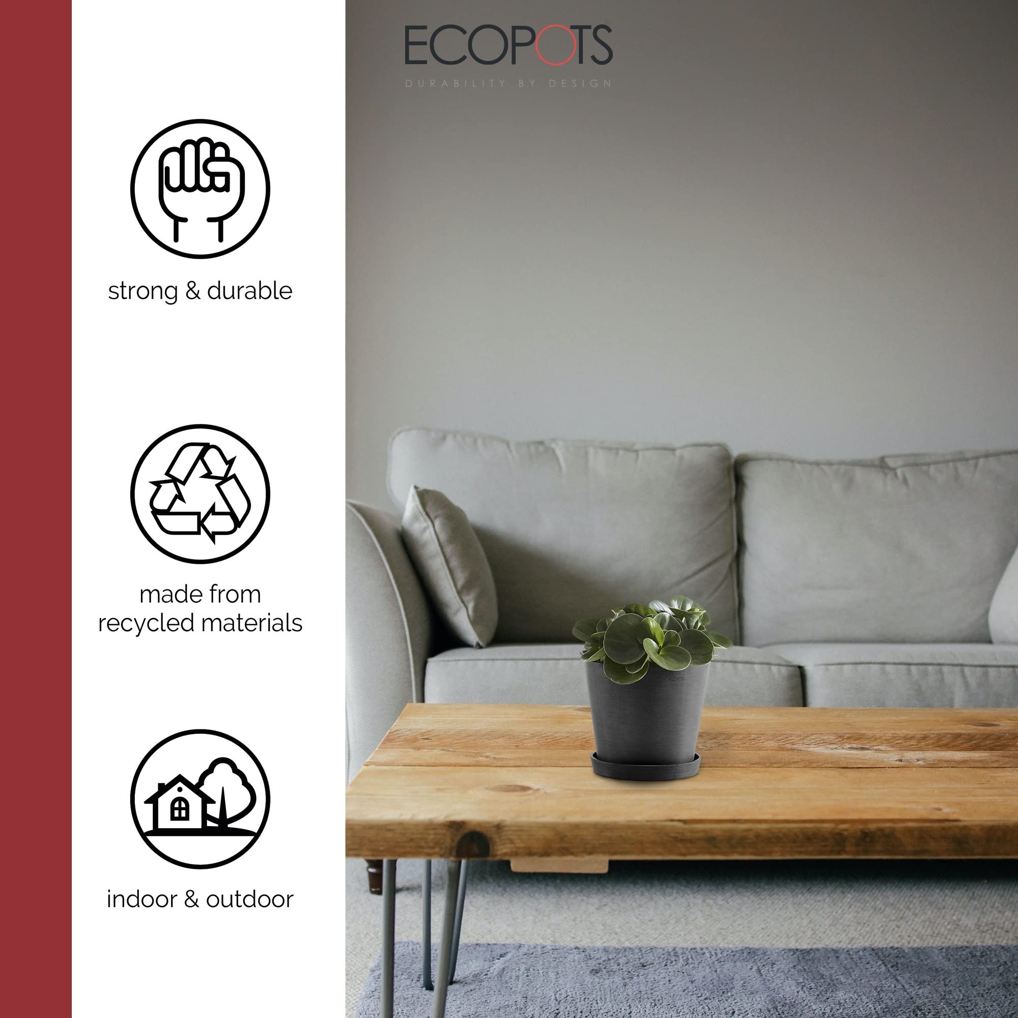 Small Round Saucer - 8.3 in x 8.3 in x 1 in - Dark Grey - Dark Grey,8.25 in x 8.25 in x 1 in