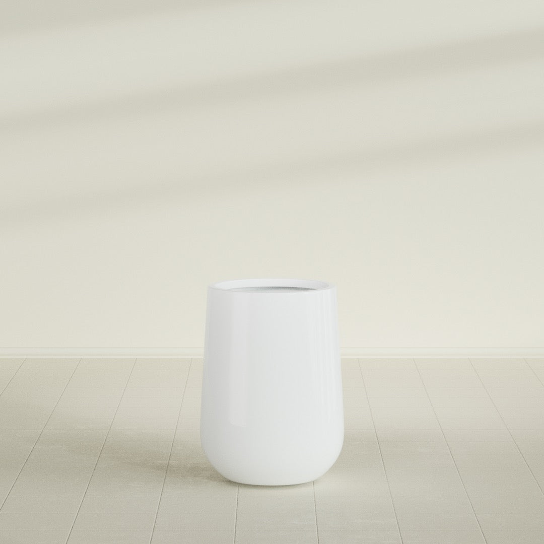 Tall Hayden Medium Round Fiberglass Planter - 15 in x 15 in x 23 in - Matte White - Matte White,15 in x 15 in x 23 in