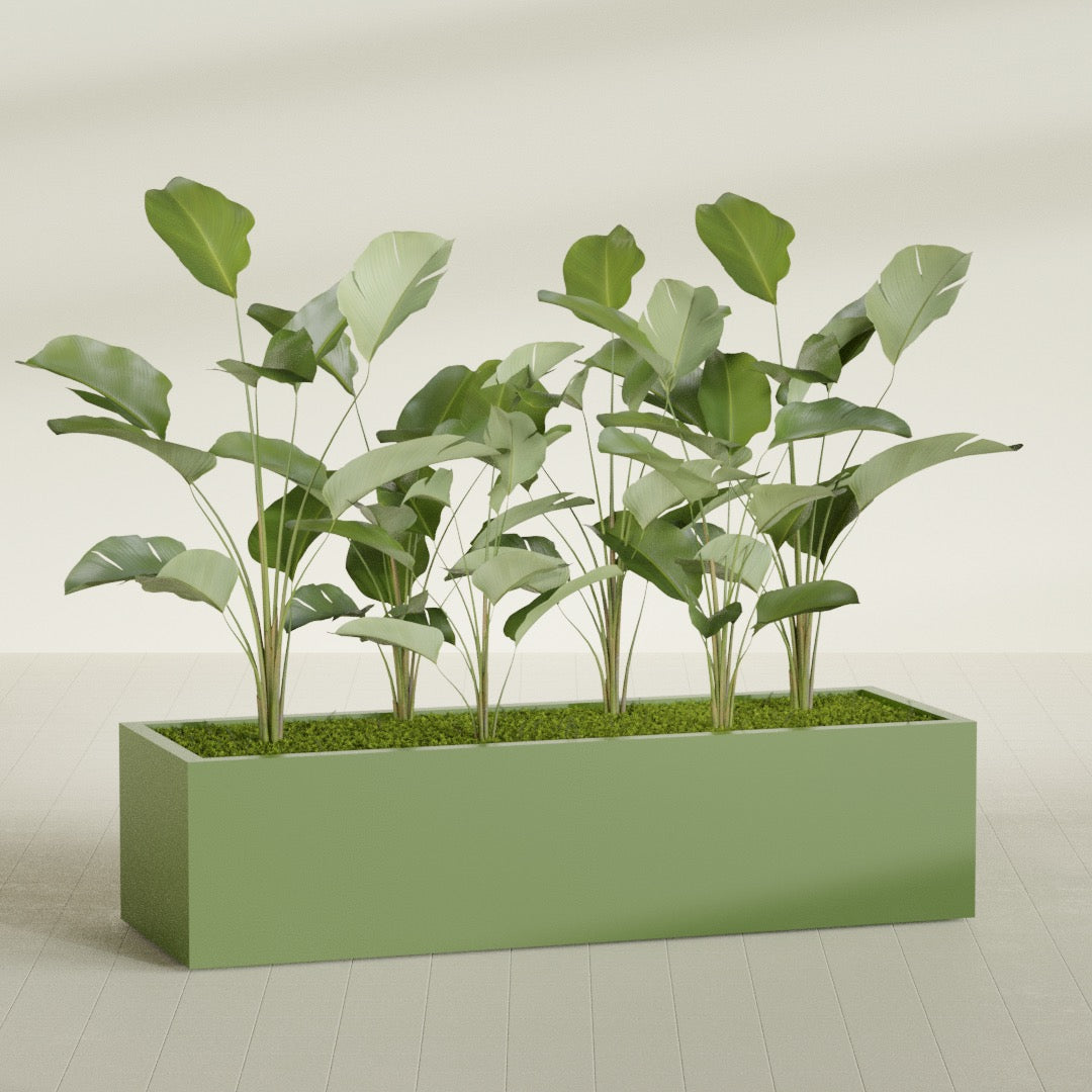 Torino Extra Large Wide Rectangle Fiberglass Planter - 72 in x 24 in x 18 in - Satin Green - Satin Green,72 in x 24 in x 18 in