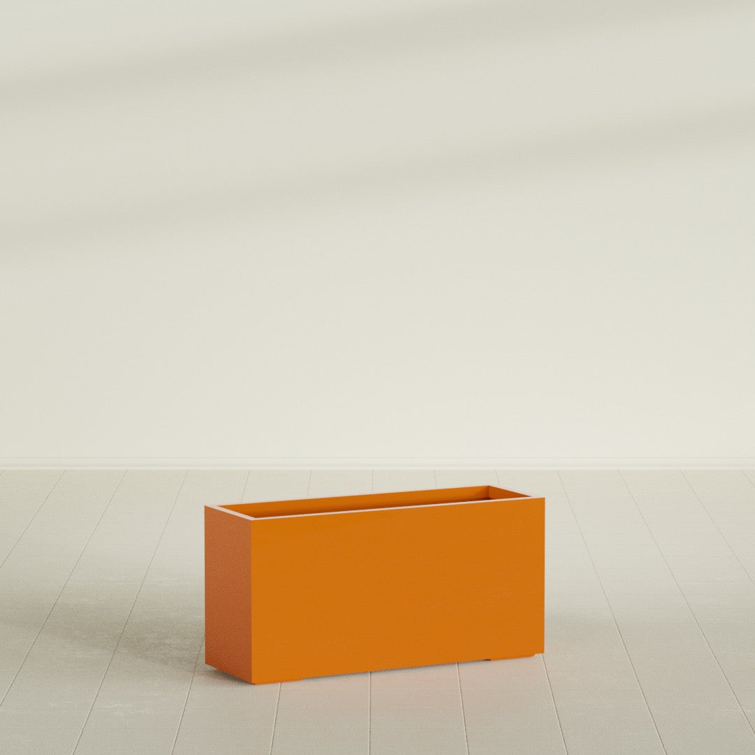 Tolga Extra Large Long Rectangle Fiberglass Planter - 48 in x 16 in x 24 in - Gloss Tangerine - Gloss Tangerine,48 in x 16 in x 24 in
