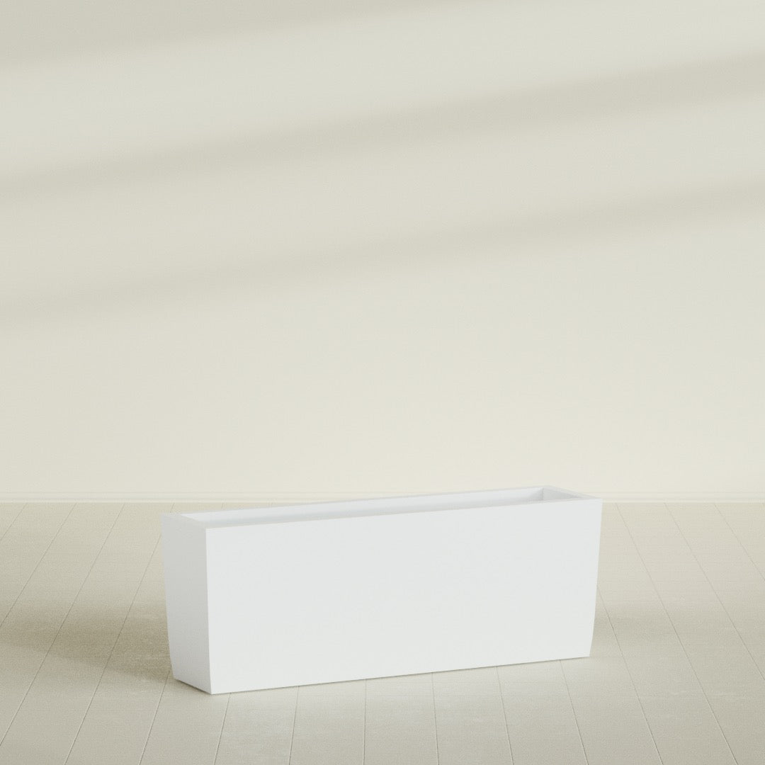 Panama Extra Large Long Rectangle Fiberglass Planter - 48 in x 12 in x 18 in - Matte White - Matte White,48 in x 12 in x 18 in