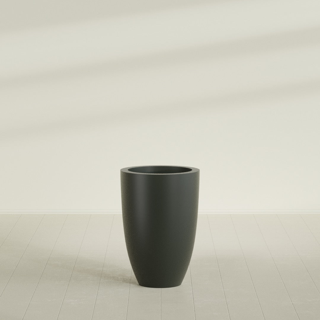 Brannan Large Round Fiberglass Planter - 24 in x 24 in x 35 in - Matte Charcoal - Matte Charcoal,24 in x 24 in x 35 in