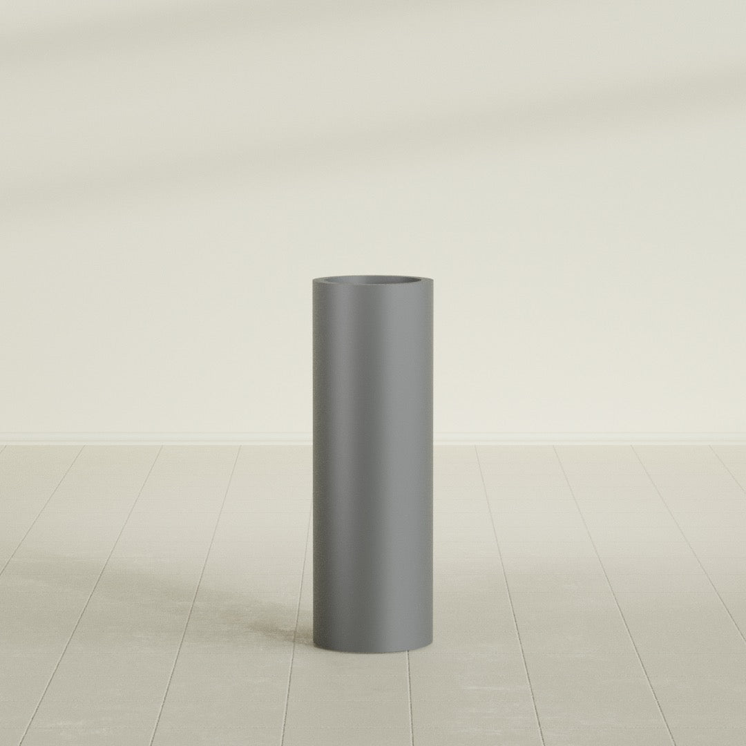 Corry Large Tall Cylinder Fiberglass Planter - 10 in x 10 in x 30 in - Metallic Gunmetal - Metallic Gunmetal,10 in x 10 in x 30 in