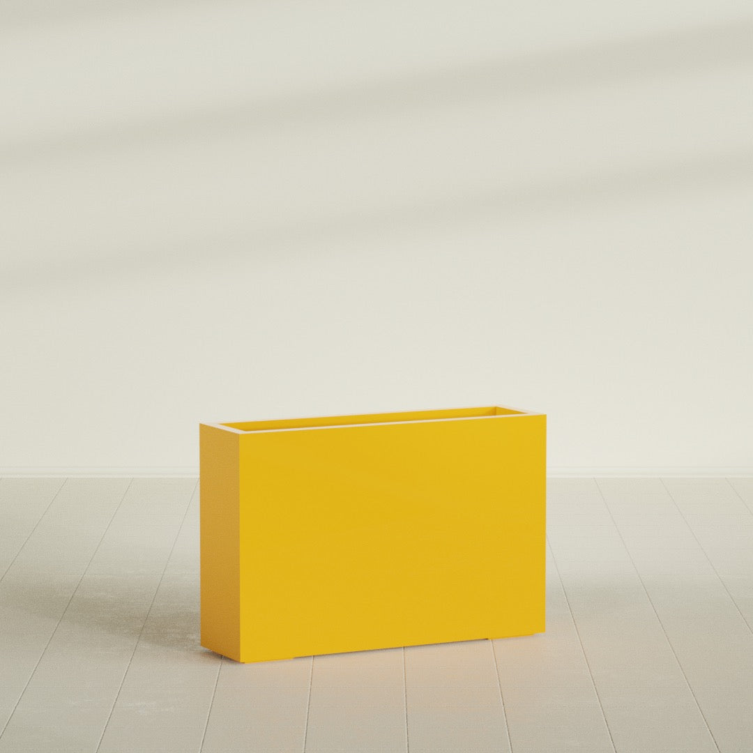 Milano Large Narrow Rectangle Fiberglass Planter - 36 in x 10 in x 24 in - Gloss Saffron - Gloss Saffron,36 in x 10 in x 24 in