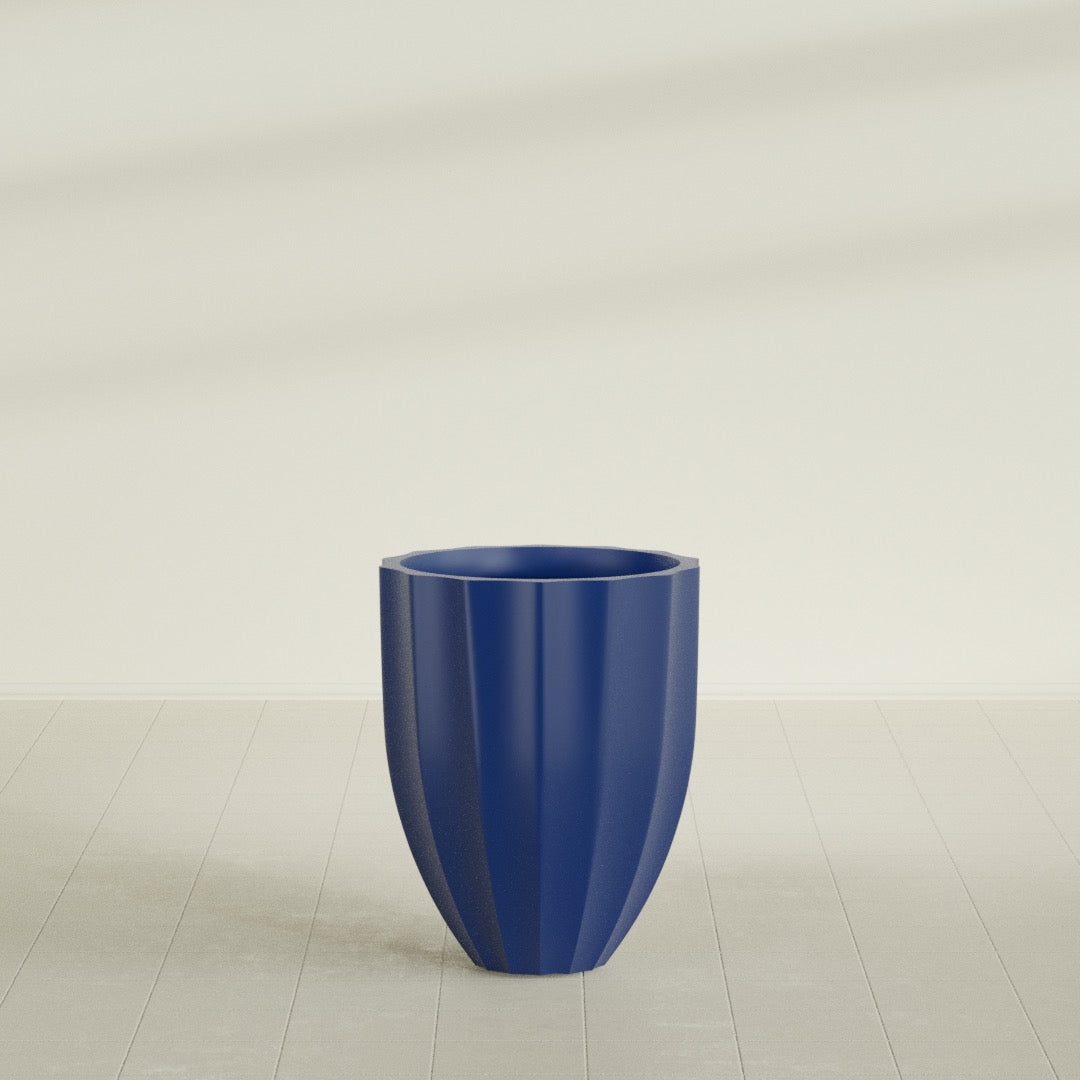 Alicante Medium Round Fiberglass Planter - 22 in x 22 in x 27 in - Matte Cobalt Blue - Matte Cobalt Blue,22 in x 22 in x 27 in