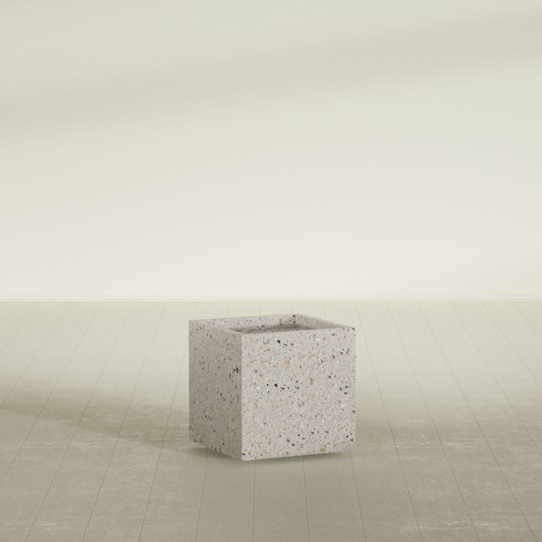ProTone Fiberglass Premium Finish Medium Cube Square Planter - 24 in x 24 in x 24 in - StoneLight - Greystone - StoneLight - Greystone,24 in x 24 in x 24 in