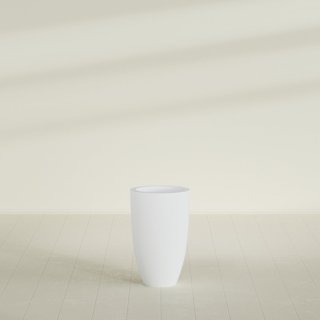 Brannan Medium Round Fiberglass Planter - 18 in x 18 in x 29 in - Gloss White - Gloss White,18 in x 18 in x 29 in