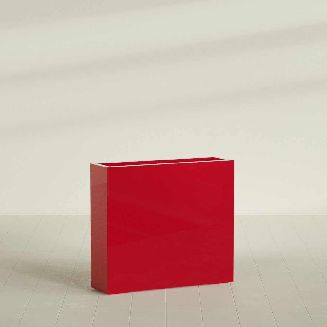 Amesbury Large Narrow Rectangle Fiberglass Planter - 36 in x 10 in x 32 in - Gloss Red - Gloss Red,36 in x 10 in x 32 in