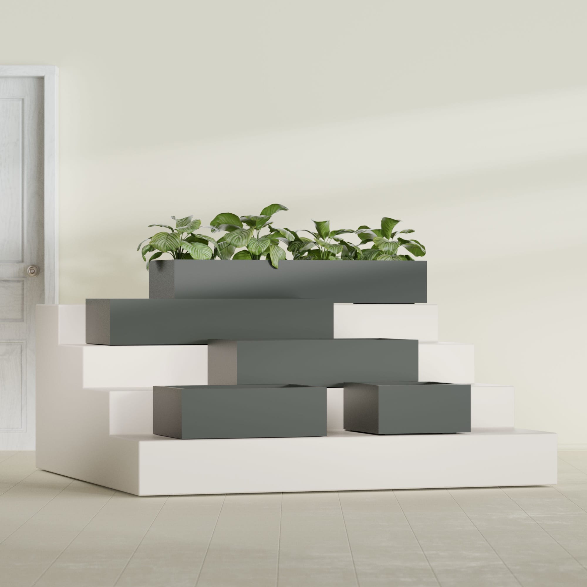 Antwerp Extra Large Long Rectangle Fiberglass Planter - 48 in x 24 in x 12 in - Matte Charcoal - Matte Charcoal,48 in x 24 in x 12 in