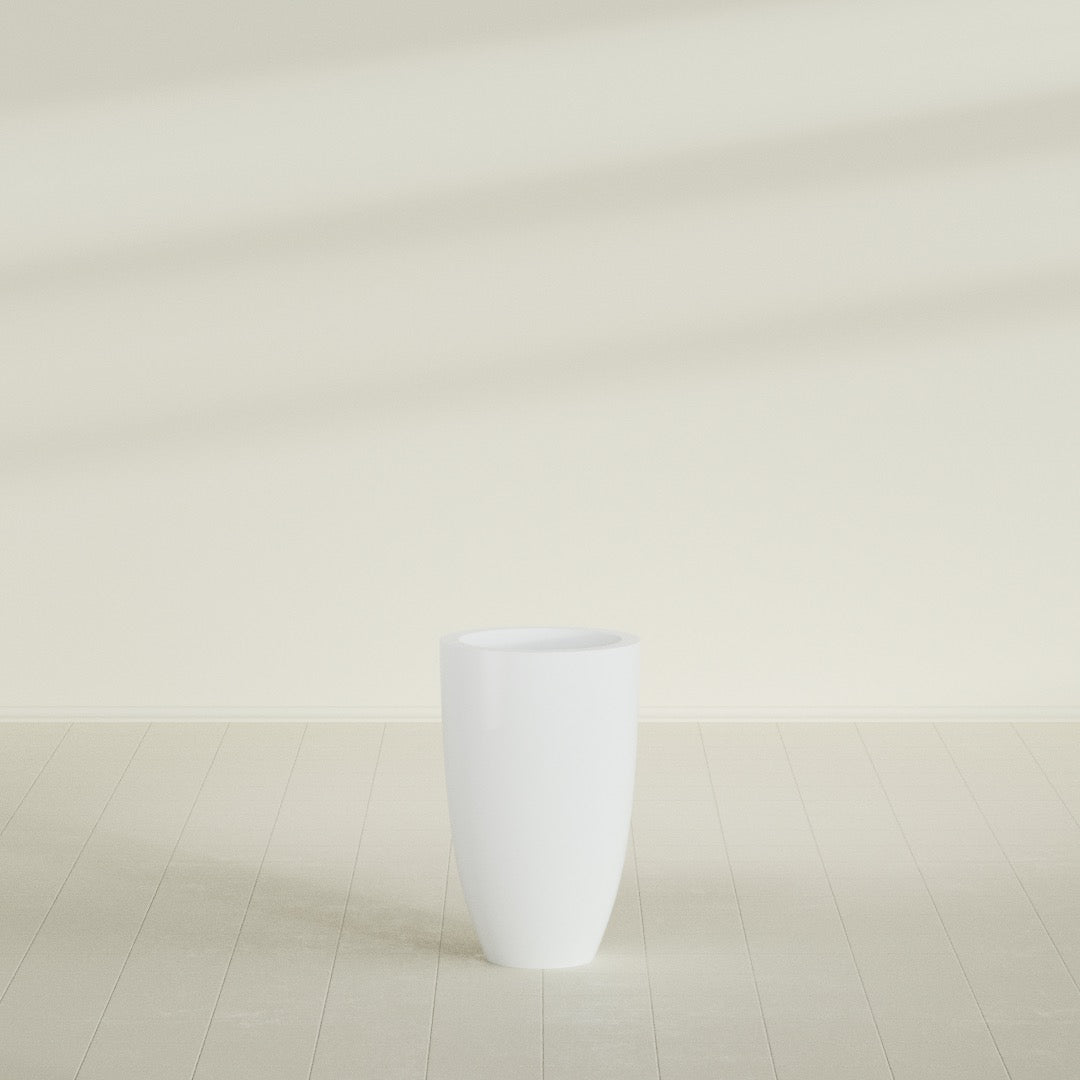 Brannan Medium Round Fiberglass Planter - 18 in x 18 in x 29 in - Matte White - Matte White,18 in x 18 in x 29 in