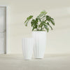 San Jose Large Tall Round Fluted Fiberglass Planter - 16 in x 16 in x 30 in - Gloss White - Gloss White,16 in x 16 in x 30 in
