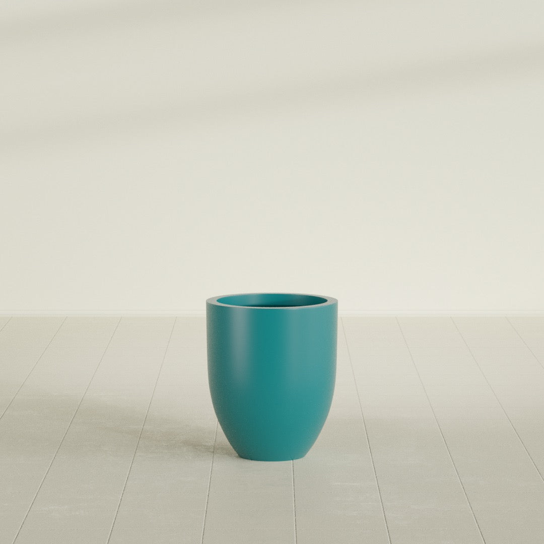 Valencia Small Round Fiberglass Planter - 15 in x 15 in x 18 in - Satin Sea Foam - Satin Sea Foam,15 in x 15 in x 18 in