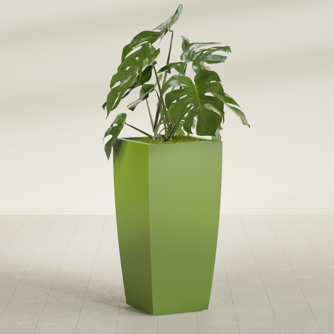 Toulan Large Tall Tapered Square Fiberglass Planter - 20 in x 20 in x 42 in - Satin Green - Satin Green,20 in x 20 in x 42 in