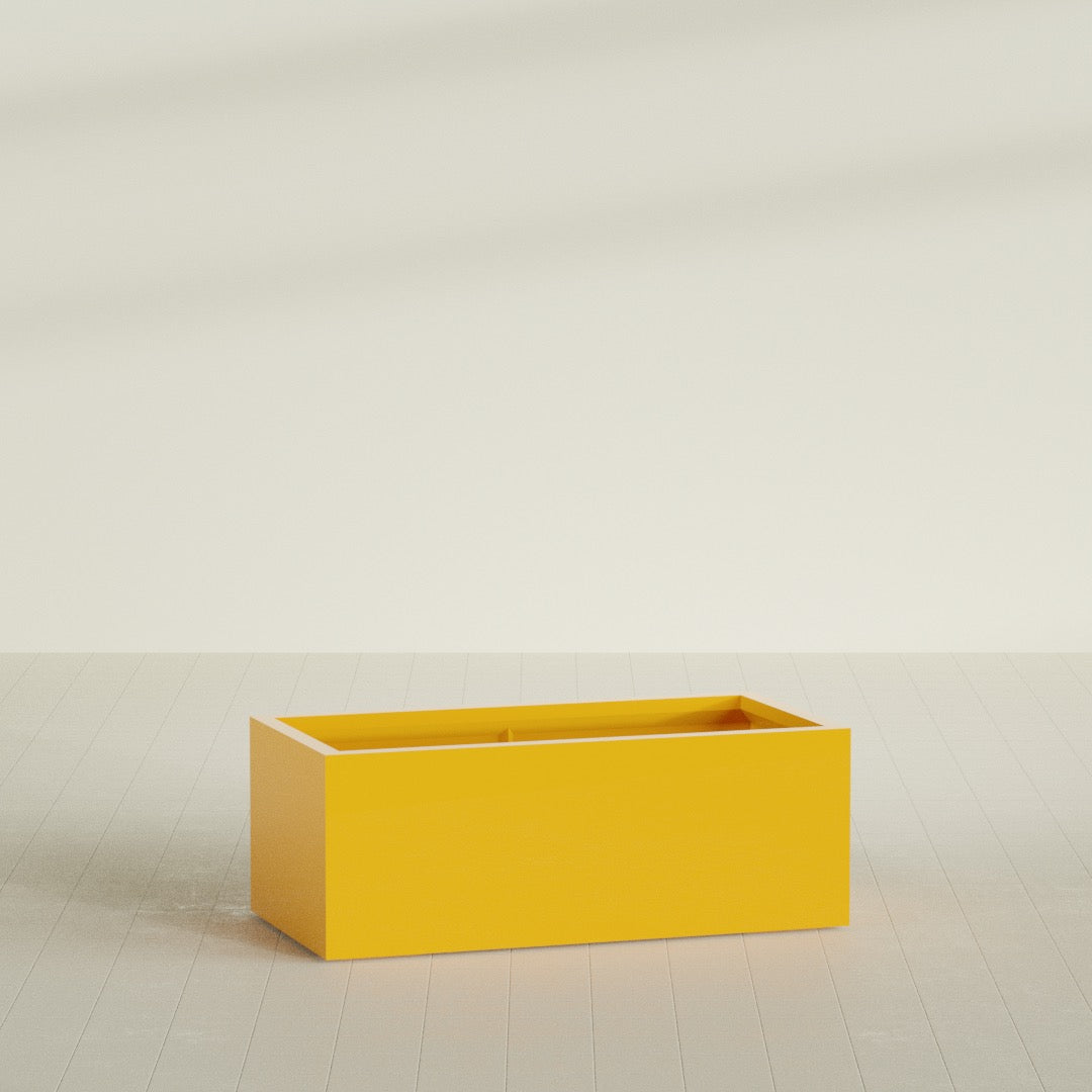 Torino Extra Large Wide Rectangle Fiberglass Planter - 48 in x 24 in x 18 in - Gloss Saffron - Gloss Saffron,48 in x 24 in x 18 in