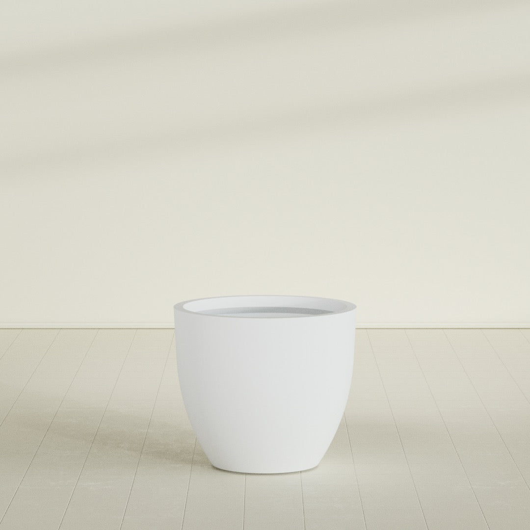 Wannsee Large Round Fiberglass Planter - 39 in x 39 in x 34 in - Gloss White - Gloss White,39 in x 39 in x 34 in