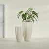 San Jose Large Tall Round Fluted Fiberglass Planter - 16 in x 16 in x 30 in - Satin Beige - Satin Beige,16 in x 16 in x 30 in