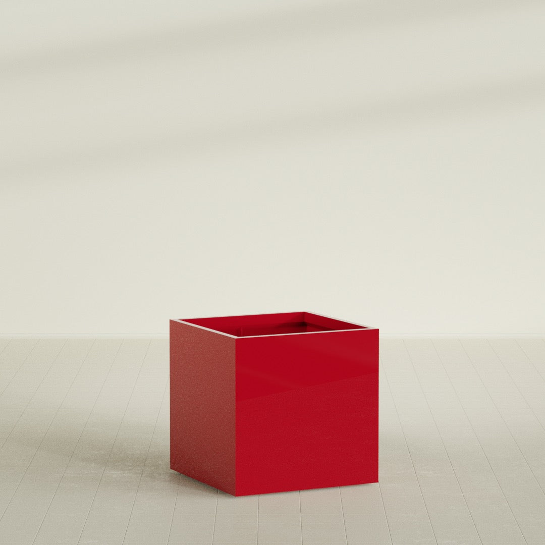 Montroy Large Cube Square Fiberglass Planter - 36 in x 36 in x 36 in - Gloss Red - Gloss Red,36 in x 36 in x 36 in