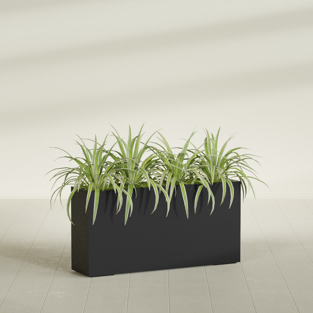 Hollywood Extra Large Narrow Rectangle Fiberglass Planter - 48 in x 12 in x 24 in - Matte Black - Matte Black,48 in x 12 in x 24 in