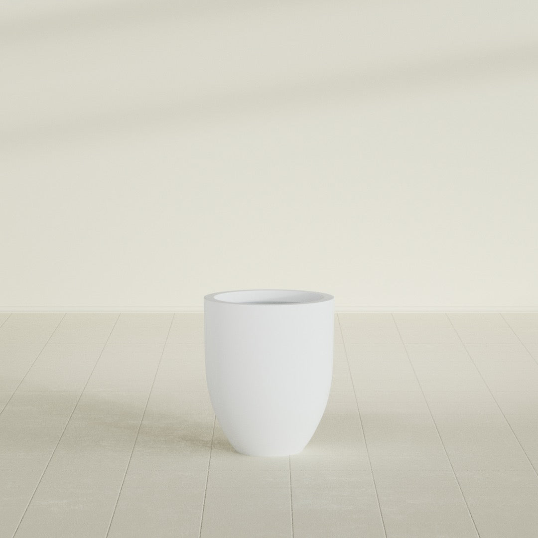 Valencia Small Round Fiberglass Planter - 15 in x 15 in x 18 in - Gloss White - Gloss White,15 in x 15 in x 18 in