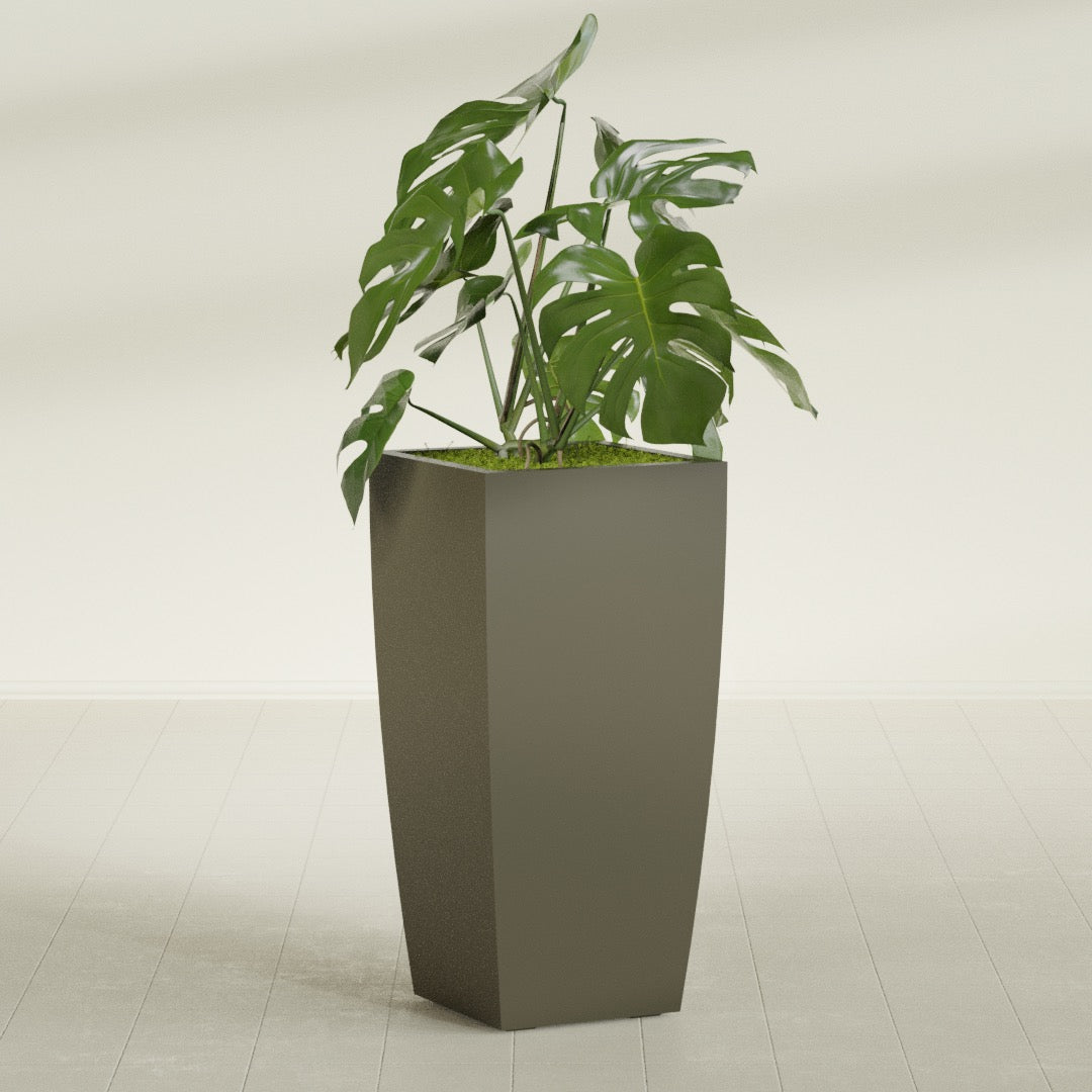 Toulan Large Tall Tapered Square Fiberglass Planter - 20 in x 20 in x 42 in - Matte Bronze - Matte Bronze,20 in x 20 in x 42 in