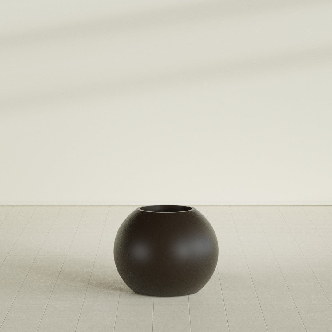 Globe Medium Sphere Fiberglass Planter - 24 in x 24 in x 19 in - Matte Brown - Matte Brown,24 in x 24 in x 20 in