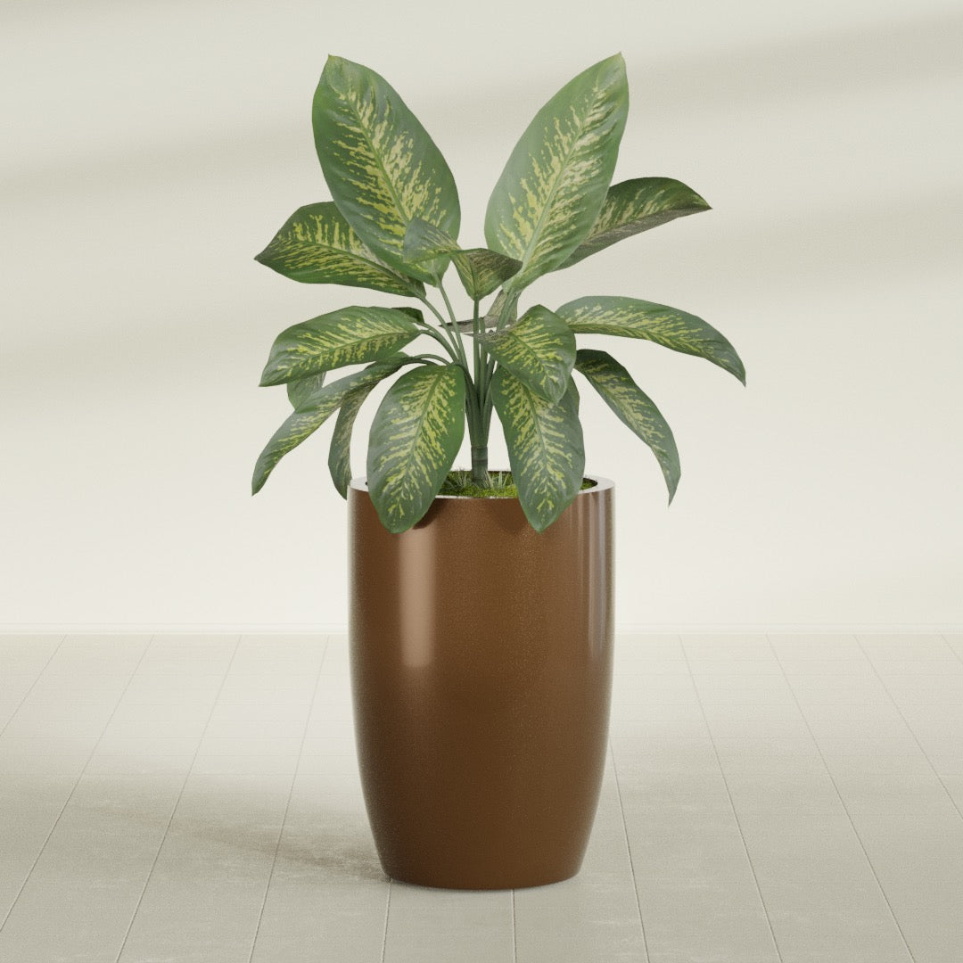 Lisbon Large Round Fiberglass Planter - 24 in x 24 in x 36 in - Metallic Bronze - Metallic Bronze,24 in x 24 in x 36 in