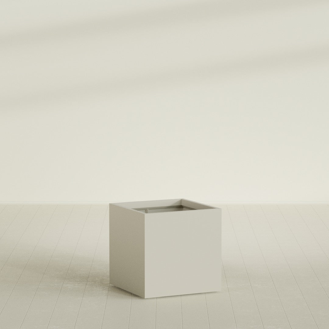 Montroy Large Cube Square Fiberglass Planter - 32 in x 32 in x 32 in - Satin Beige - Satin Beige,32 in x 32 in x 32 in