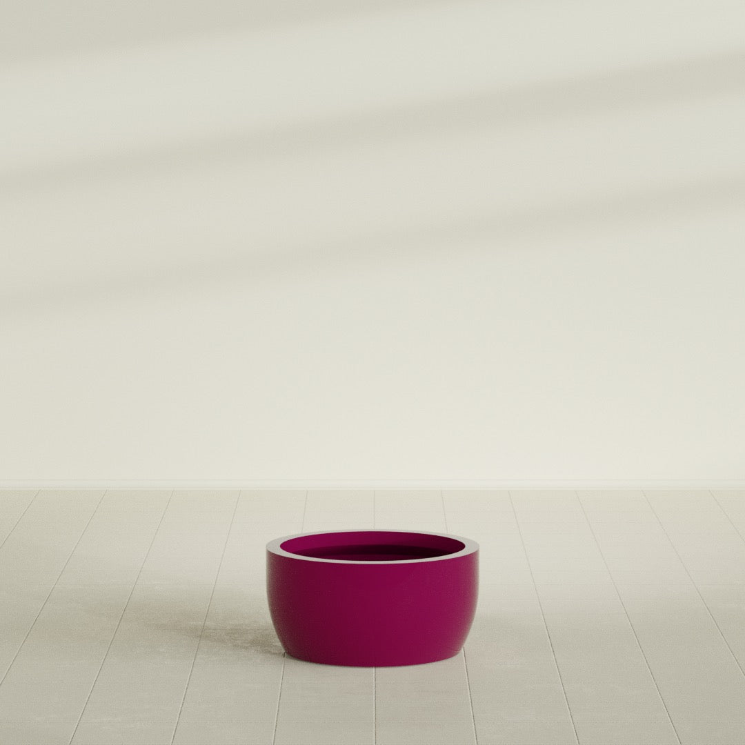 Casablanca Medium Round Low Bowl Fiberglass Planter - 24 in x 24 in x 12 in - Gloss Eggplant - Gloss Eggplant,24 in x 24 in x 12 in