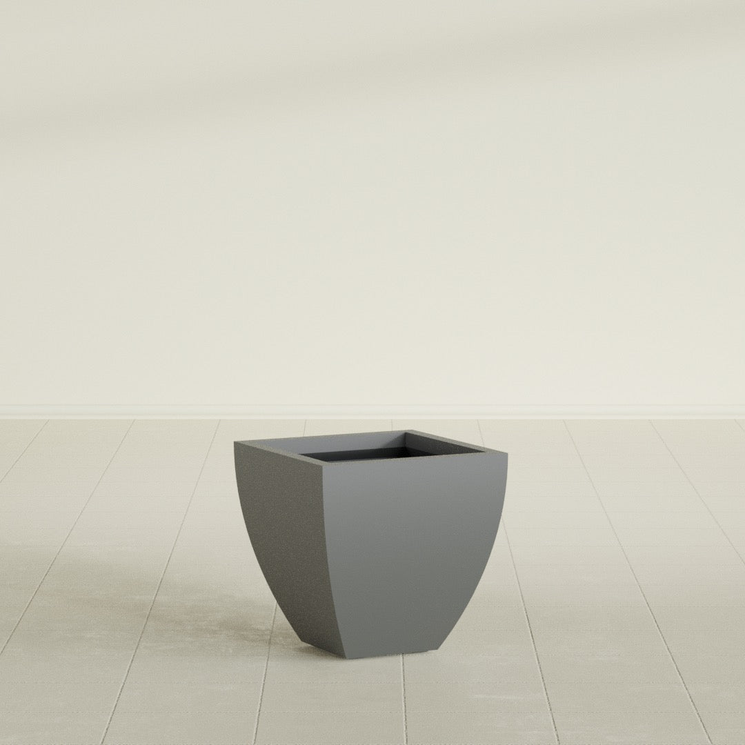 Lima Small Tapered Square Fiberglass Planter - 16 in x 16 in x 16 in - Metallic Gunmetal - Metallic Gunmetal,16 in x 16 in x 16 in