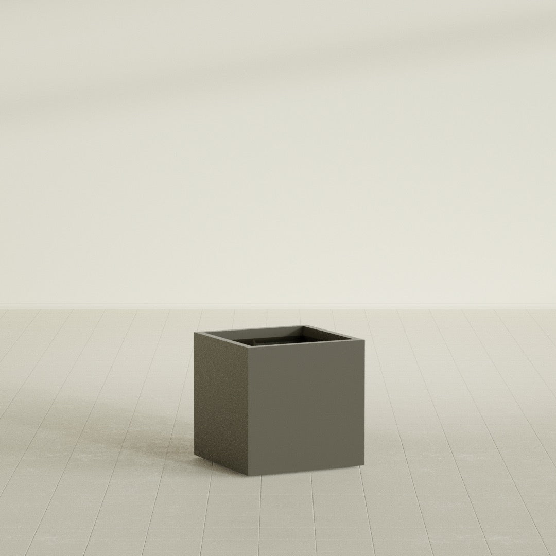 Montroy Medium Cube Square Fiberglass Planter - 24 in x 24 in x 24 in - Matte Bronze - Matte Bronze,24 in x 24 in x 24 in