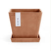 Rotterdam Small Square Planter - 8 in x 8 in x 7 in - Planter + Saucer - Terracotta - Terracotta,8 in x 8 in x 7 in,Planter + Saucer