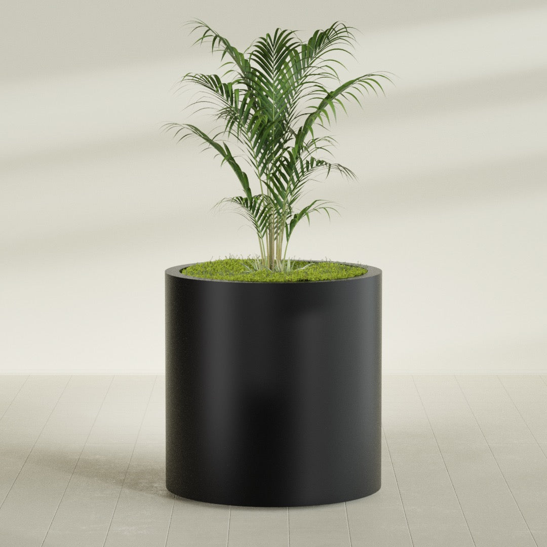 Rio Grande Large Round Fiberglass Planter - 30 in x 30 in x 32 in - Matte Black - Matte Black,30 in x 30 in x 32 in