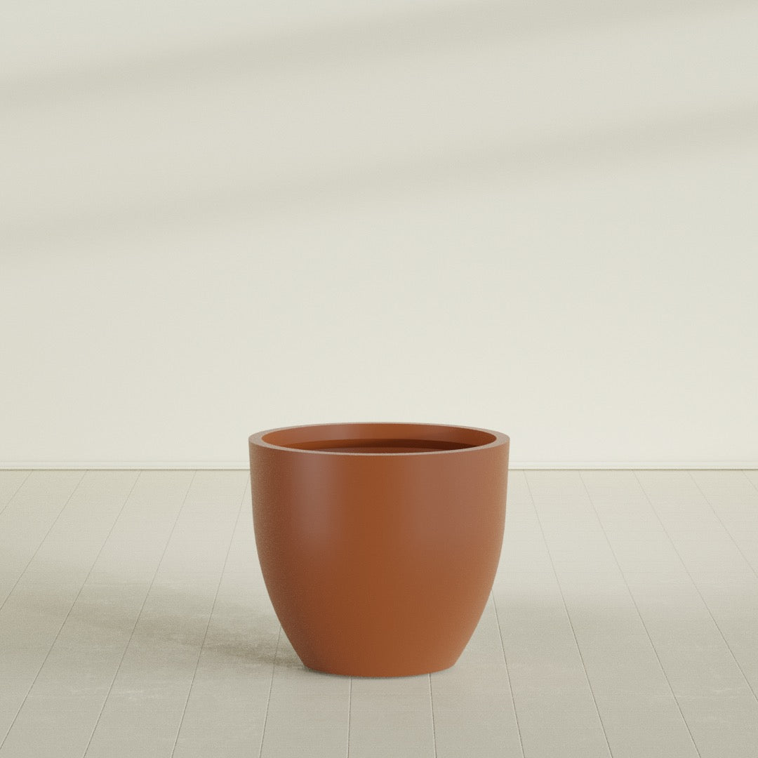 Wannsee Large Round Fiberglass Planter - 39 in x 39 in x 34 in - Matte Terracotta - Matte Terracotta,39 in x 39 in x 34 in