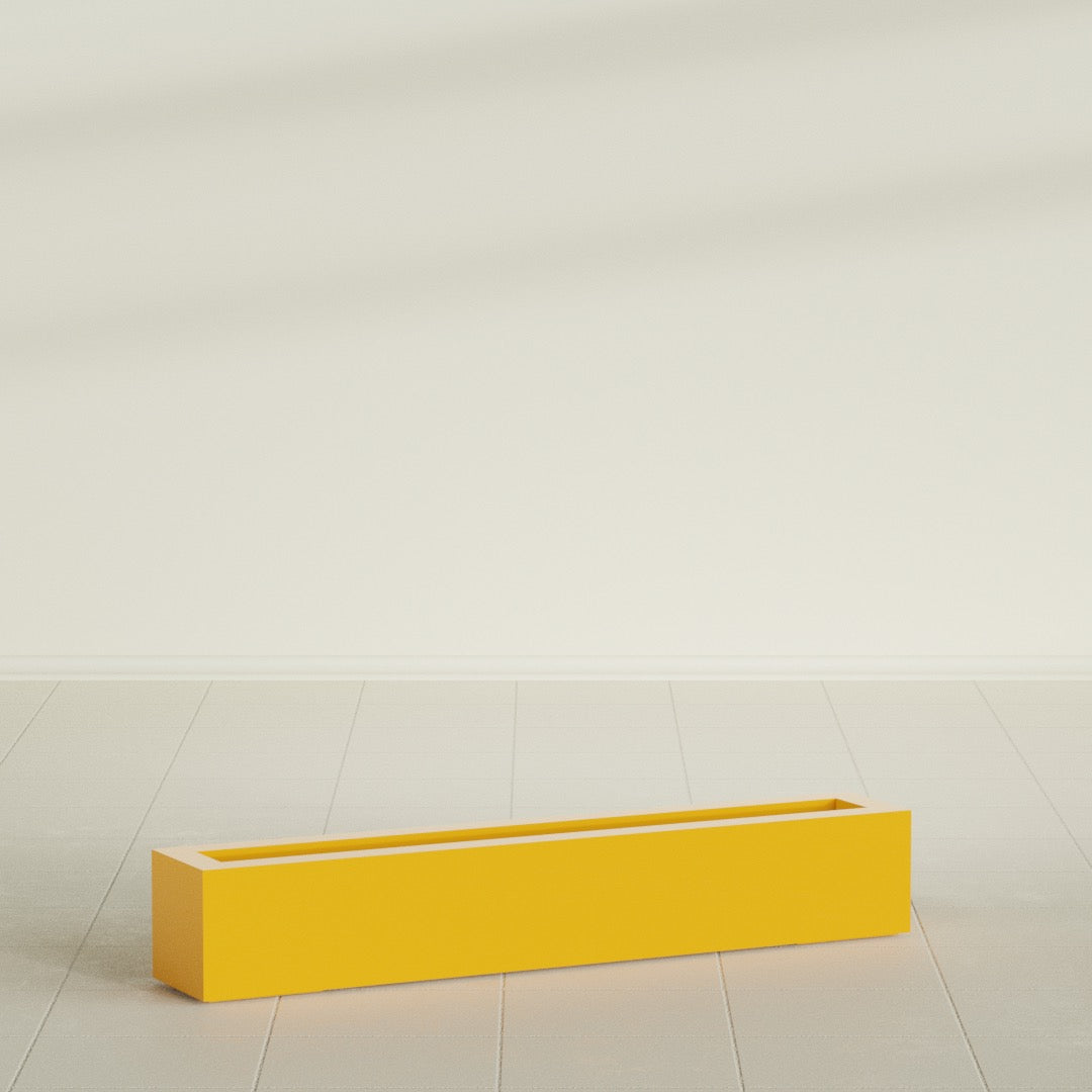 Salon Large Tall Rectangle Fiberglass Planter - 48 in x 8 in x 8 in - Gloss Saffron - Gloss Saffron,48 in x 8 in x 8 in