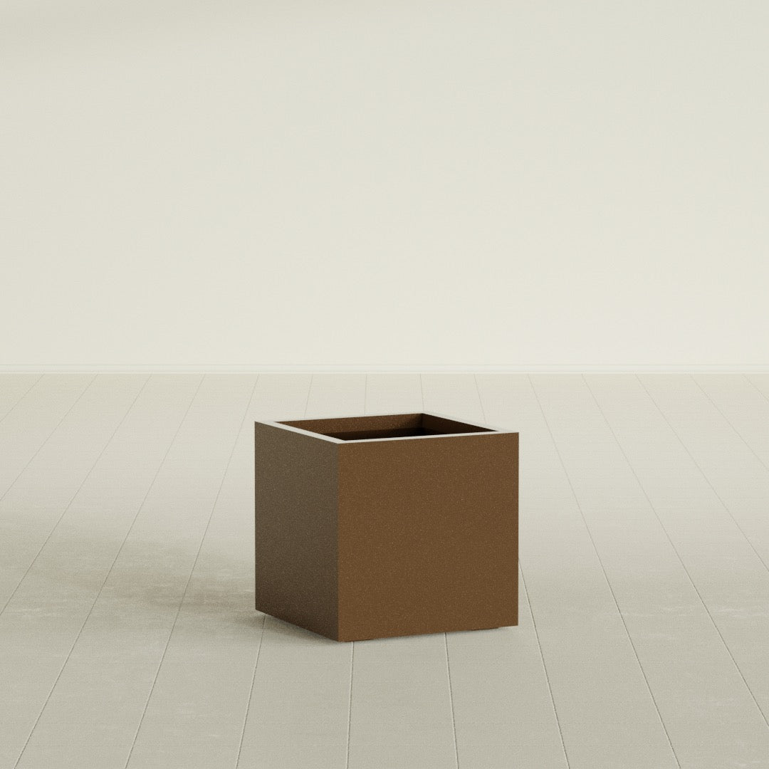 Montroy Medium Cube Square Fiberglass Planter - 20 in x 20 in x 20 in - Metallic Bronze - Metallic Bronze,20 in x 20 in x 20 in
